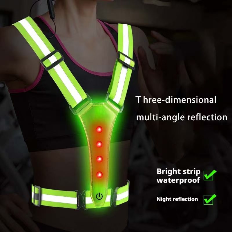 Cycling Gear Vest - LED Running Vest Reflective Glowing Reflector