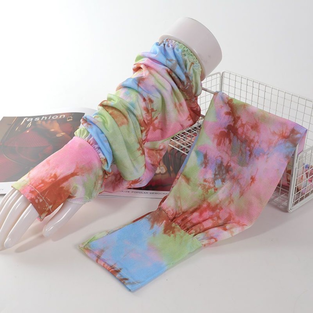 Cycling Gloves - Tie Dyeing Long Ice Silk Sleeves