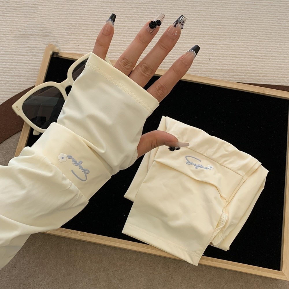 Flower Embroidered Long Ice Si - Cycling Gloves 评论和价格
