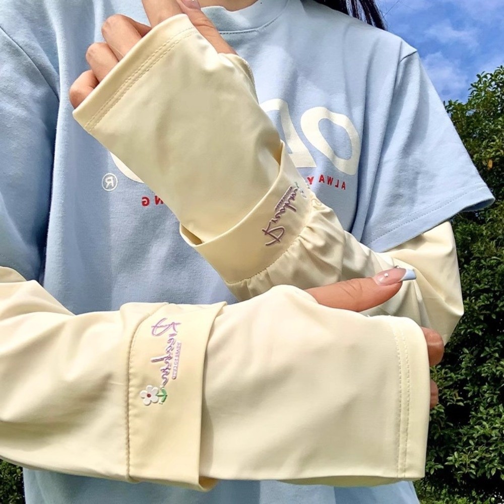 Flower Embroidered Long Ice Si - Cycling Gloves 评论和价格