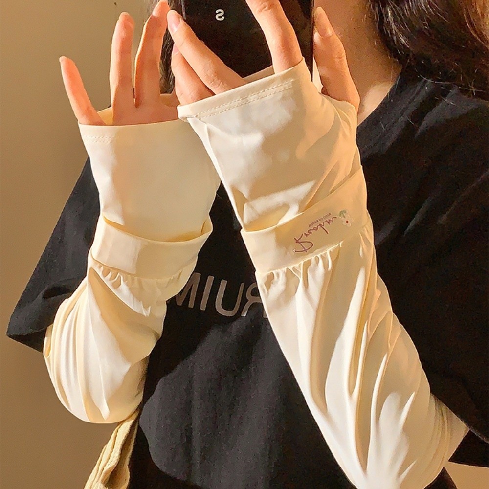 Flower Embroidered Long Ice Si - Cycling Gloves 评论和价格