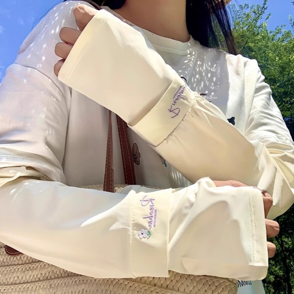 Flower Embroidered Long Ice Si - Cycling Gloves 评论和价格