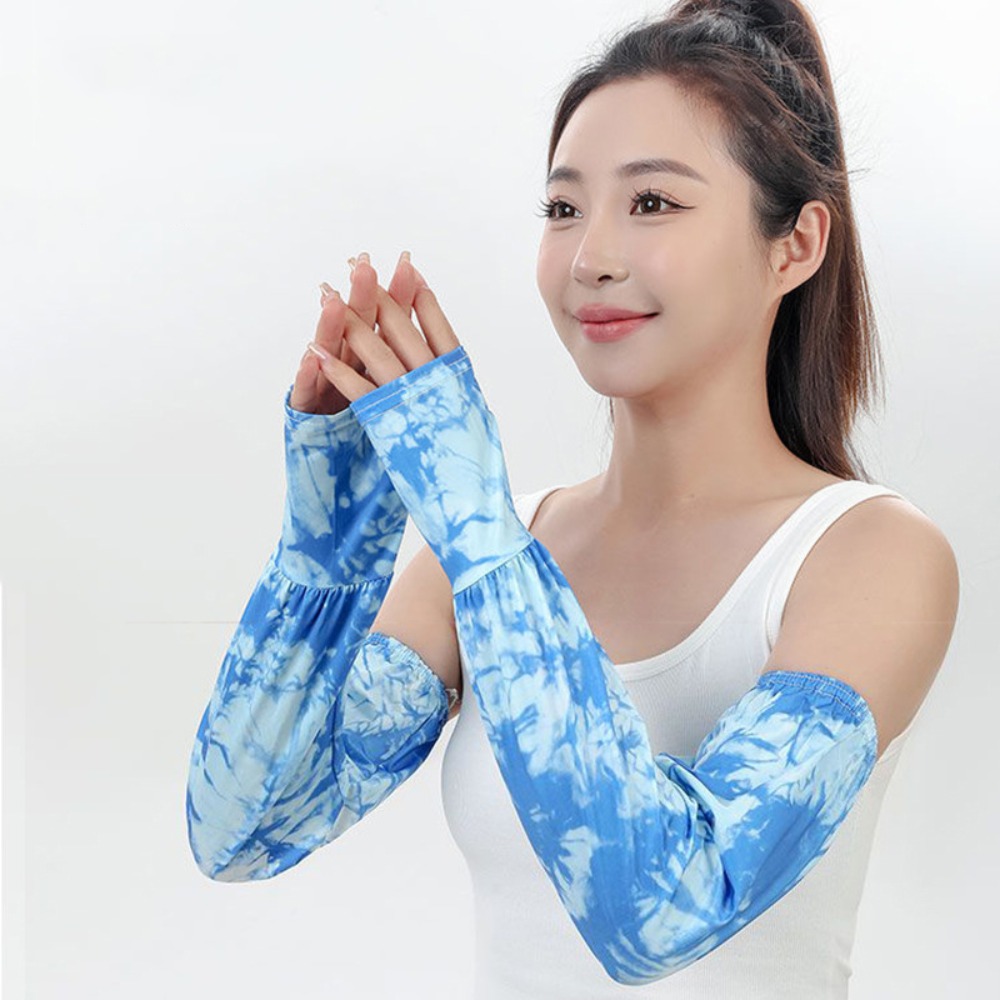 Tie Dyeing Long Ice Silk Sleev - Cycling Gloves 评论和价格